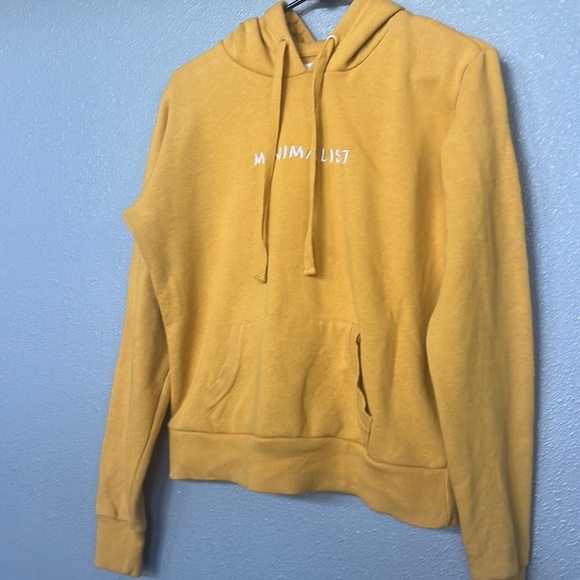 Minimalist Yellow Pull Over Hoodie Size Medium - Picture 3 of 4